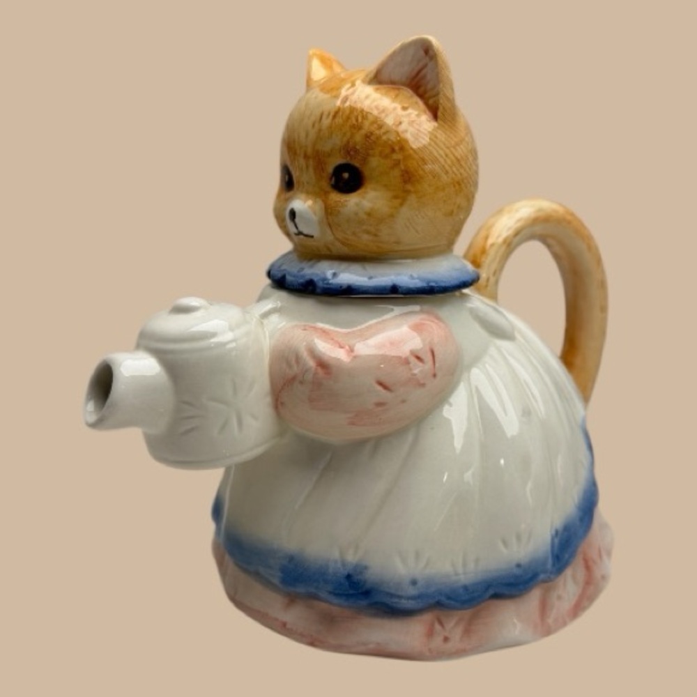 Vintage Takahashi Figural Cat Teapot 90s Kitten Ceramic